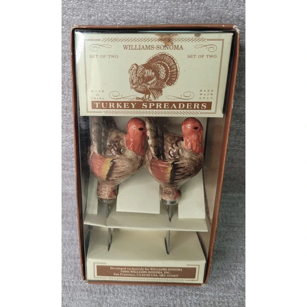 Williams Sonoma Pair of Turkey Spreader Knives Thanksgiving Fall Old New Stock